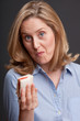 Woman holding a sandwich