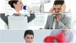 montage of three films representing stressed in workplace