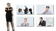 Businesswoman showing screens with business meeting