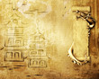 Grunge background with dragons and scrolls Grunge background with dragons and scrolls