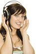 Woman listening to music and singing