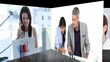 businesswomen footage turning against a black background