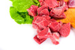 beef with lettuce on a white background