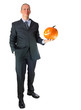 Geschäftsmann mit Halloween-Kürbis