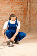 Grinding the cement floor