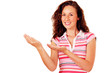 Smiling girl showing text space