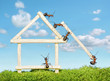 team of ants constructing wooden house team of ants constructing wooden house