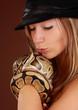 woman holding a snake woman holding a snake
