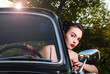 beautiful young woman driving beautiful young woman driving