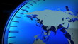 WORLD MAP AND BLUE CLOCK