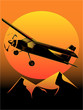 illustration of light aircraft at sunset