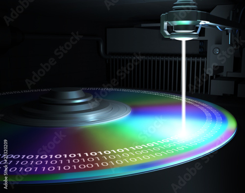 Illustration: Laser Writes Information (CD, DVD, Blu-Ray) Laser Writes Information (CD, DVD, Blu-Ray)