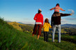 Family of four on their vacation in Carpatian mountains