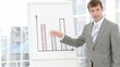 young businessman showing graphs during meeting