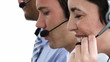 close-up of people working in a call-center