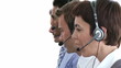 four people working in a call-center