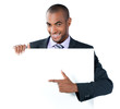 homme pancarte panneau blanc