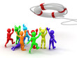 Group of people and lifebouy