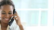 african businesswoman talking on phone
