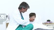 Confident doctor giving medicine to his patient