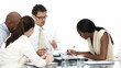 Positive business team having a brainstorming