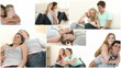 Montage of  young romantic couples relaxing