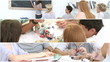 Montage of serious teenagers studying