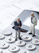 concept homme d'affaires miniature sur calculatrice
