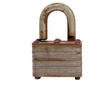 An Old, Used, Rusty Padlock. Macro, Islolated, White Background