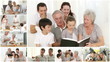 collage showing families at home