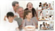 collage of families at home