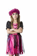 angry girl in carnival fancy dress on the eve of Halloween