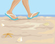 Vector: walking on the beach walking on the beach