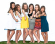 pretty, young girls having fun as best friends