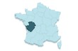 région poitou-charentes sur france 3D, ombrée, détourée région poitou-charentes sur france 3D, ombrée, détourée