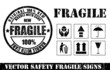 Fragile signs and stamp. Vector Fragile signs and stamp. Vector
