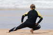 exercising girl, preparing for surfing