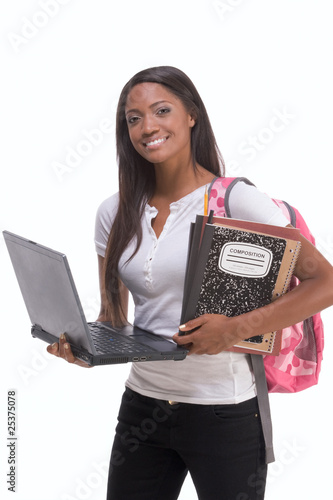 Photo: African American College student with laptop PC African American College student with laptop PC