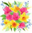 Big spring beautiful bunch of flowers with tulips and daffodils