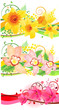 Three beautiful floral elements with daffodils and orchids