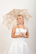 beautiful bride in white wedding dress