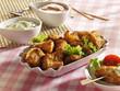 Dutch snack Kibbeling (fish nuggets, pieces of battered cod)