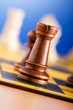 Set of chess figures on the playing board