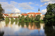 Medieval town Pisek in Czech with gothic deanery Church Medieval town Pisek in Czech with gothic deanery Church