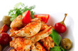 chicken chunks served with tomatoes