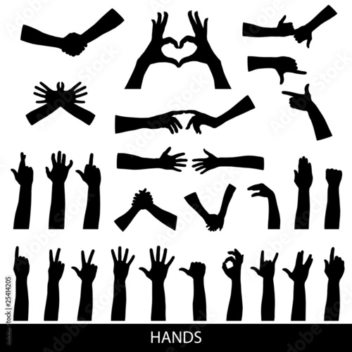 Vektor: hands silhouettes hands silhouettes