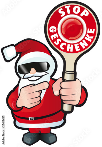 Vector: Weihnachtsmann mit Kelle - Stop Geschenke Weihnachtsmann mit Kelle - Stop Geschenke