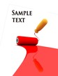 Paint roller and red paint stripe. 3d illustration