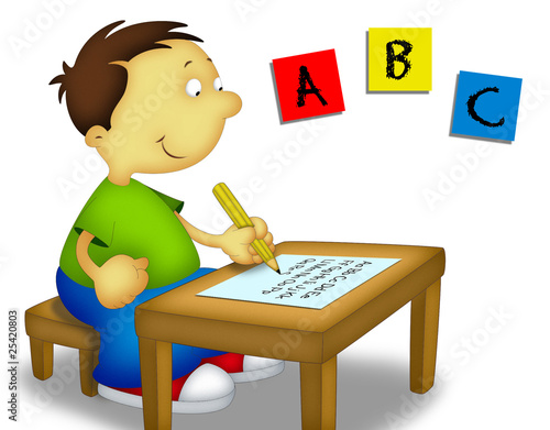 Illustration: Child Studying 1 Child Studying 1
