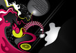 Designed artistic psychedelic background with abstract shapes